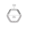 316L Surgical Steel White CZ Pave Hexagon Helix Hinged Clicker Hoop