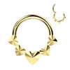 Implant Grade Titanium Gold PVD Heart Shaped Pointed Hinged Hoop Clicker