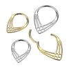 Implant Grade Titanium Gold PVD Art Deco Cross Weave V Shaped Septum Ring Clicker Hoop