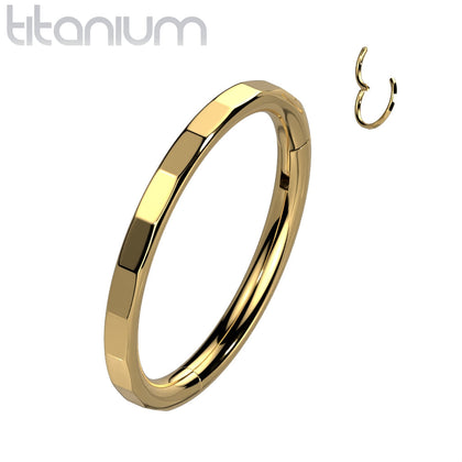 Implant Grade Titanium Gold PVD Faceted Edge Hinged Cartilage Clicker Hoop