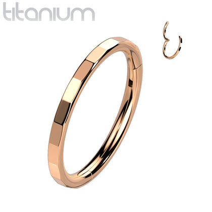 Implant Grade Titanium Rose Gold PVD Faceted Edge Hinged Cartilage Clicker Hoop