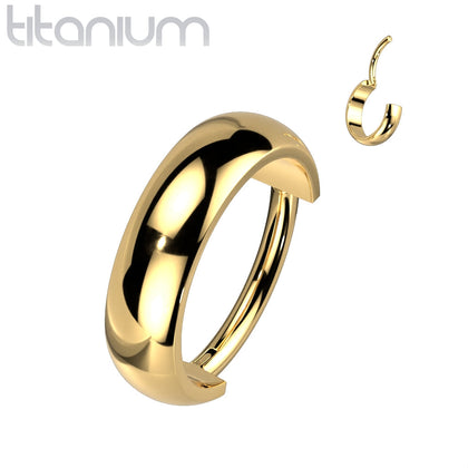 High Polished Implant Grade Titanium Gold PVD Clicker Hinged Hoop