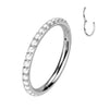 Implant Grade Titanium Pearl Studded Hinged Cartilage Clicker Hoop - Pierced Universe