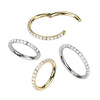 Implant Grade Titanium Gold PVD Pearl Studded Hinged Cartilage Clicker Hoop - Pierced Universe