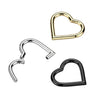 Implant Grade Titanium Gold PVD Heart Shaped Hinged Clicker Hoop