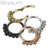 Implant Grade Titanium Black PVD Beaded Tribal Hinged Septum Ring Hoop Clicker - Pierced Universe