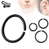 High Polished 316L Surgical Steel Black PVD Seamless Easy to Bend Nose Ring Hoop