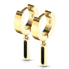 Pair of 316L Surgical Steel Gold PVD Black Rectangle Dangle Hoop Earrings