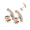 Pair of 316L Surgical Steel Rose Gold PVD Curved White CZ Gem Earring Studs - Pierced Universe