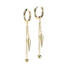 Pair of 316L Surgical Steel Gold PVD Ball And Spike Chain Dangle Hoop Earrings - Pierced Universe