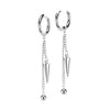 Pair of 316L Surgical Steel Ball And Spike Chain Dangle Hoop Earrings - Pierced Universe