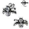 Pair of Stainless Steel White CZ Gem Spider Stud Earrings - Pierced Universe