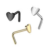 Implant Grade Titanium Gold PVD Heart L-Shaped Nose Ring Stud - Pierced Universe