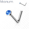 Implant Grade Titanium L-Shape Blue CZ Nose Ring Stud - Pierced Universe