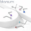 Implant Grade Titanium L-Shape Purple CZ Nose Ring Stud - Pierced Universe