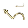 Implant Grade Titanium Gold PVD Small Spike Corkscrew Nose Stud