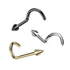 Implant Grade Titanium Gold PVD Small Spike Corkscrew Nose Stud