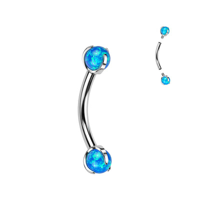 Implant Grade Titanium Blue Opal Internally Threaded Curved Barbell