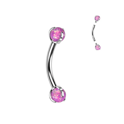 Implant Grade Titanium Pink Opal Internally Threaded Curved Barbell