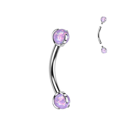 Implant Grade Titanium Purple Opal Internally Threaded Curved Barbell