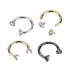 Implant Grade Titanium Gold PVD White CZ Internally Threaded Horseshoe Barbell