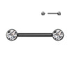 Implant Grade Titanium Black PVD Nipple Barbell With Internally Threaded White CZ Gems - Pierced Universe