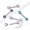 Implant Grade Titanium Black PVD Nipple Barbell With Internally Threaded White CZ Gems - Pierced Universe