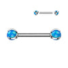 Implant Grade Titanium Blue Opal Internally Threaded Nipple Ring Straight Barbell