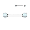 Implant Grade Titanium White Opal Internally Threaded Nipple Ring Straight Barbell