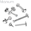 Implant Grade Titanium Internally Threaded White Bezel CZ Flat Back Labret