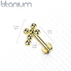 Implant Grade Titanium Black PVD Beaded Dainty Cross Internally Threaded Labret