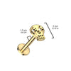 Implant Grade Titanium Gold PVD Skull Internally Threaded Flat Back Labret