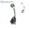 Implant Grade Titanium Dainty Vitrail Medium Pear Shape Tear Drop Belly Ring