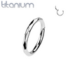 Implant Grade Titanium Dainty Ridged Design Hinged Clicker Hoop Ring - Pierced Universe