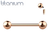 Implant Grade Titanium Internally Threaded Rose Gold PVD Straight Barbell - Pierced Universe