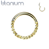 Implant Grade Titanium Gold PVD Ridged Design Hinged Hoop Septum Clicker Ring - Pierced Universe