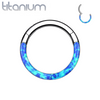 Implant Grade Titanium Blue Opal Inlay Septum Daith Clicker Hinged Hoop Ring - Pierced Universe