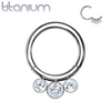 Implant Grade Titanium White CZ Bezel Septum Cartilage Daith Hinged Clicker - Pierced Universe