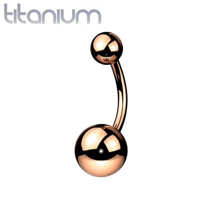 Implant Grade Titanium Rose Gold PVD Ball Stud Belly Ring - Pierced Universe