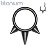 Implant Grade Titanium Black PVD Spike Hinged Septum Ring Hoop Clicker - Pierced Universe