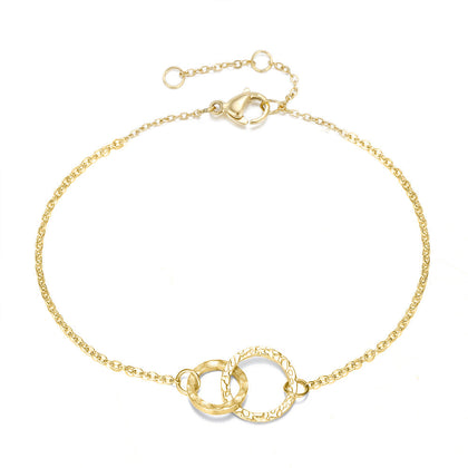 Stainless Steel Gold PVD Double Hoop Chain Bracelet - Pierced Universe