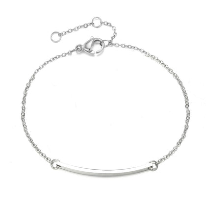 Stainless Steel Thin Bar Chain Bracelet - Pierced Universe