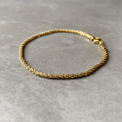 Stainless Steel Gold PVD Cauliflower Rope Glitter Chain Bracelet - Pierced Universe