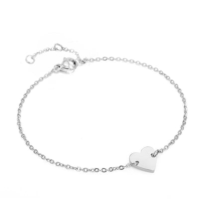 Stainless Steel Heart Charm Chain Bracelet - Pierced Universe