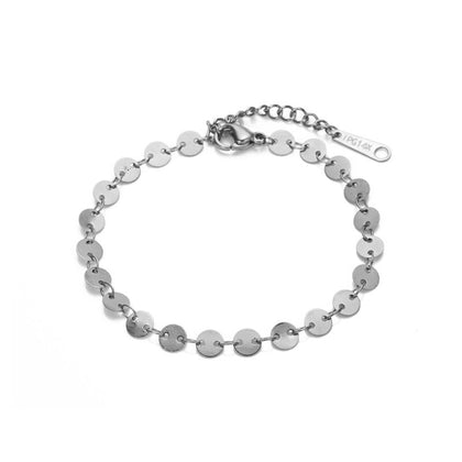 Stainless Steel Round Disc Chain Bracelet - Pierced Universe