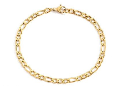 Stainless Steel Gold PVD Figaro Chain Bracelet - Pierced Universe