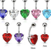 Basic Solitaire Prong Set Heart Surgical Steel Belly Button Navel Ring- 2 Sizes - Pierced Universe