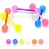 Bio Flex Acrylic Flexible Glow in the Dark Barbell Tongue Ring with Acrylic Balls - Pierced Universe