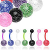 Bioflex Bar with Glitter Acrylic Balls Belly Button Ring - Pierced Universe