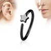 Black IP on 316L Surgical Steel Nose Hoop Ring with Small Star - Pierced Universe